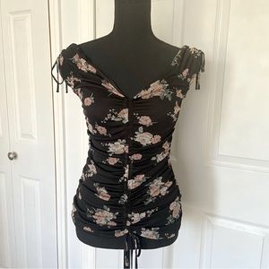 Express Floral Ruched Blouse